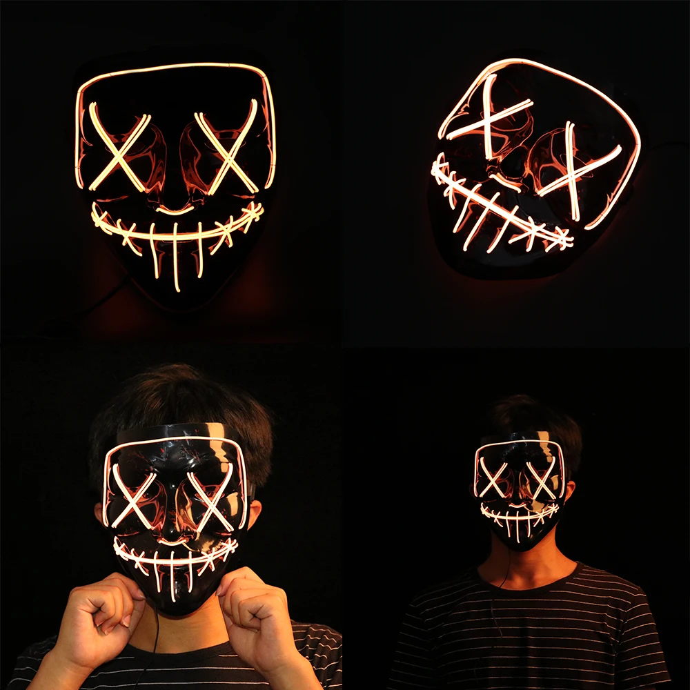 

Halloween Mask LED Mask Light Up Party Masks Neon Maska Cosplay Mascara Horror Mascarillas Glow In Dark Masque V for Vendetta
