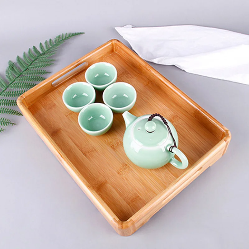 

Bamboo Wood Rectangular Tray Dried Fruit Snacks Trays Dishes Tea Tray Desktop Storage Trays Kitchen Bar Supplies