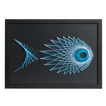 

Decompression DIY Nail String Art Kit Flounder Winding Lines Drawing Painting Art Kit with Frame 3D Yarn Painting Pin String Art