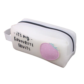 

Girls Pen Fruit School Student Silicone Kawaii Pencil Case Box Large Bag Gift Stationery Supplies
