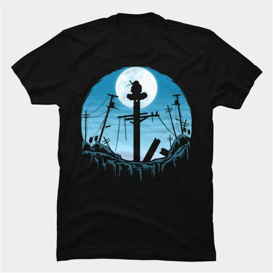 Naruto Epic Scene Lonely Assassin Itachi Under The Moonlight Black T-Shirt Cool Gift Personality Tee Shirt | Мужская одежда