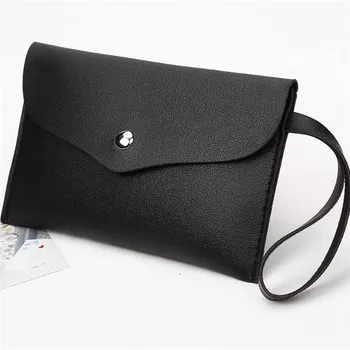 

2020 Fashion Women PU Leather Purse Wristlet Zipper Wallet Handbag Envelope Phone Key Case Clutches for Women Coin Purses Hot