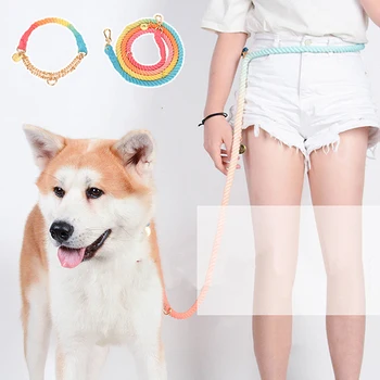 

150cm Dog Leash Round Cotton Dogs Lead Rope Colorful Pet Long Leashes Belt Outdoor Dog Walking Training Leads Ropes
