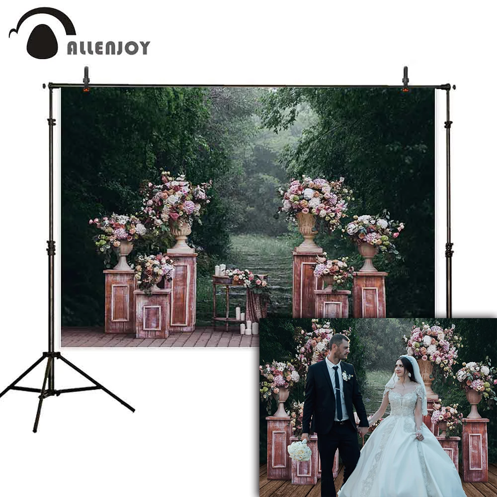 

Allenjoy forest wedding photophone spring autumn flower Valentine's Day polyester boda photography studio background backdrop