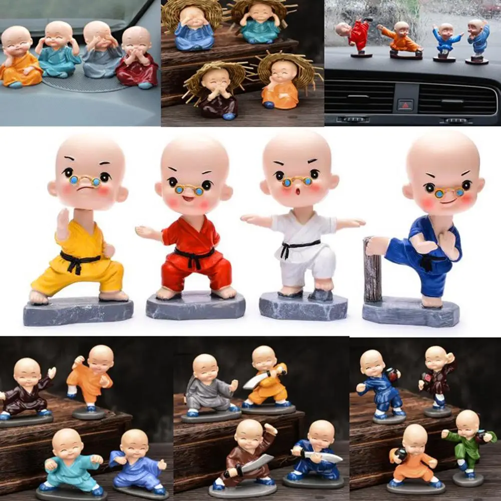 

DishyKooker Cute Small Kung Fu Monks Cartoon Figure Decoration for Car Home Crafts
