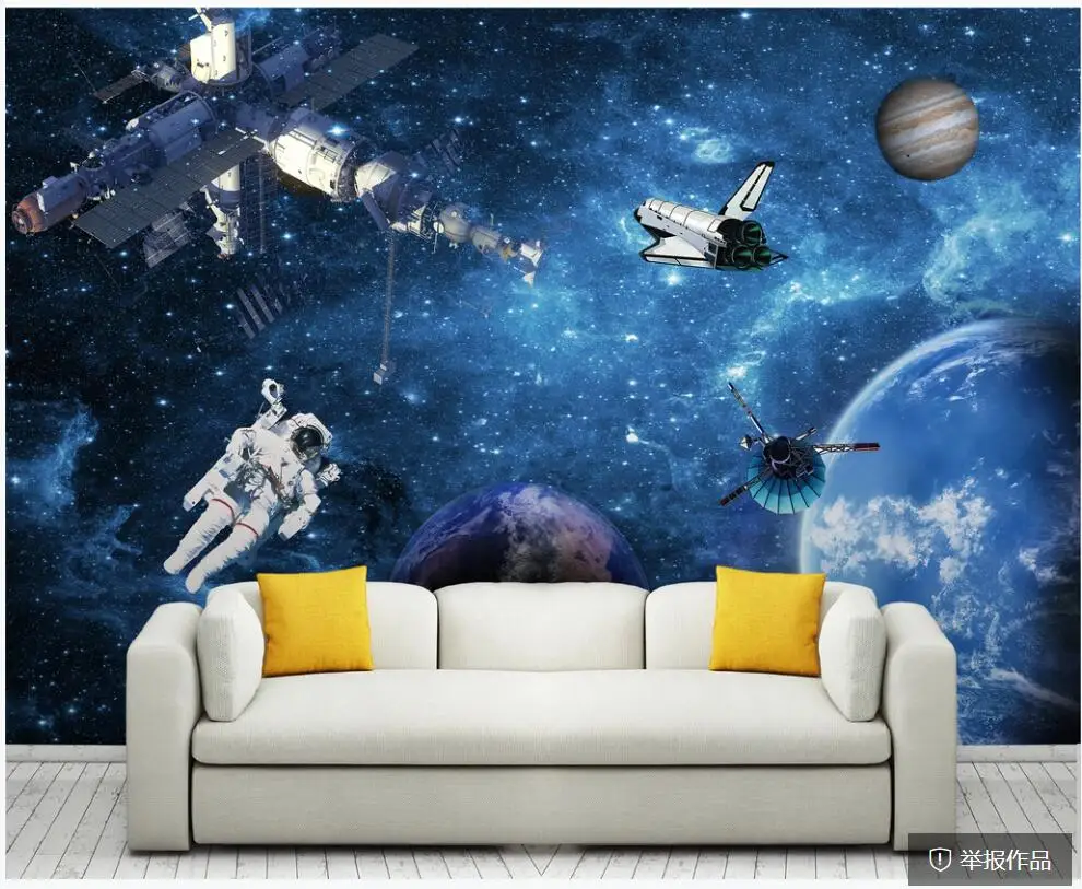 

3d photo wallpaper custom mural on the wall Astronaut, space station, spacecraft home decor wall paper in the living room