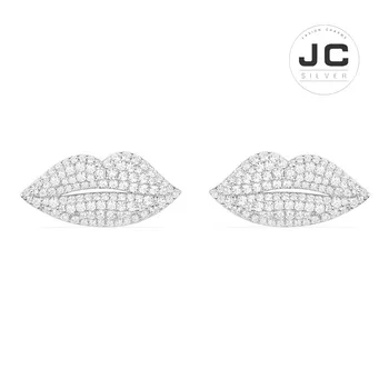 

New Fashion Charms Tibetan silver Original Copy Jewelry,Silver Lip Studs For Women With Mono Logo Zircon Gift Box