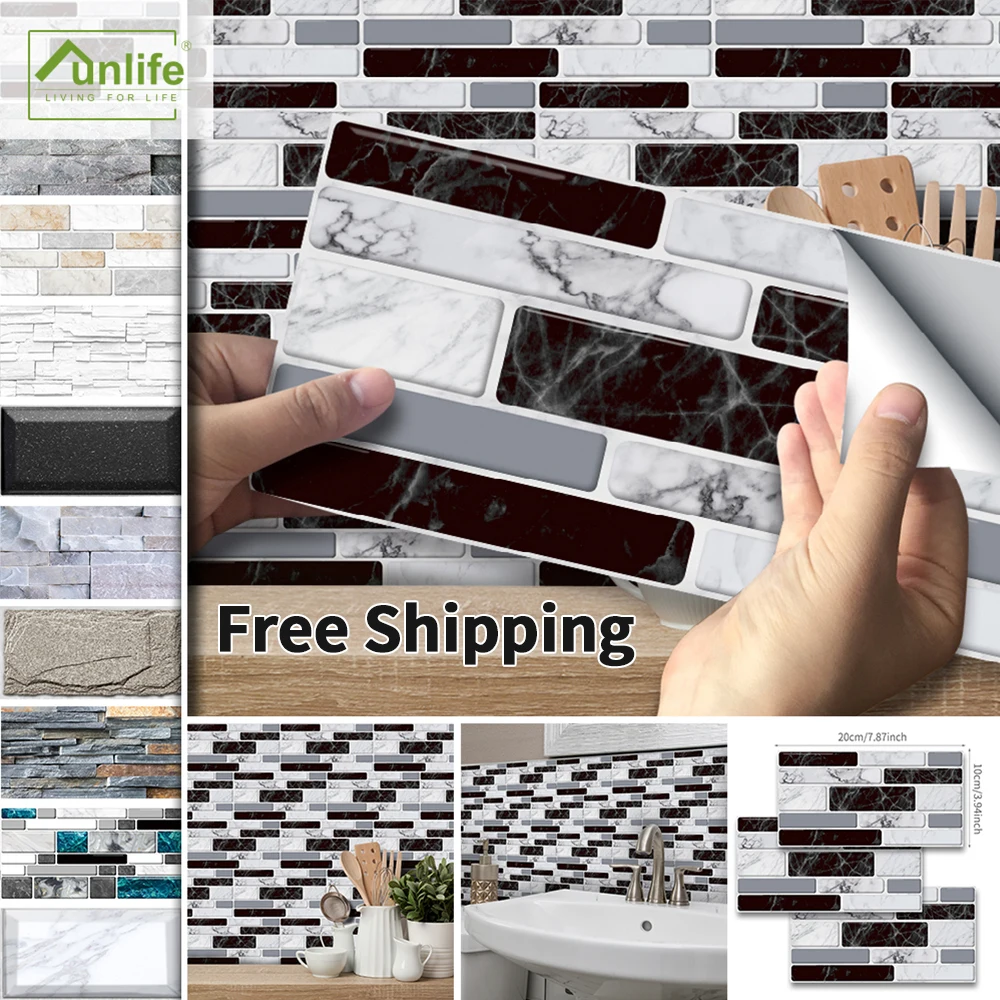 Funlife®Настенная Наклейка водонепроницаемая плитка декоративная ПВХ маслостойкая