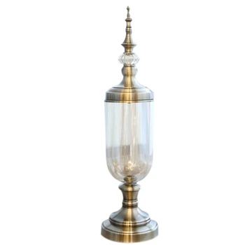 

European Retro Glass Metal Vase Modern Artist Residence Decorative Artificial Flower Wedding Vase Large Gold Metal + Glass