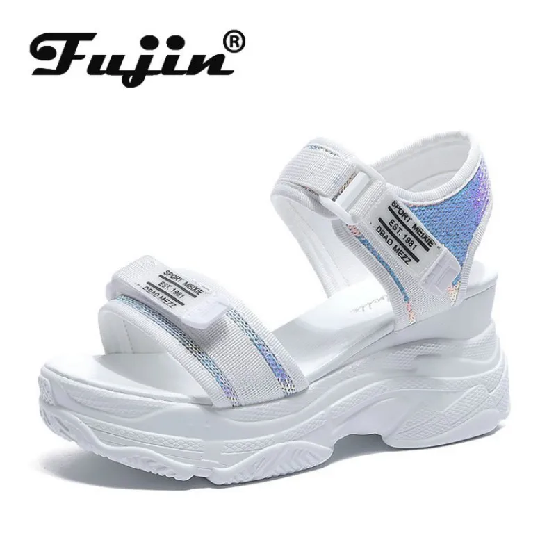 Fujin/женские босоножки Сезон лето На толстой подошве Модные туфли на высоком