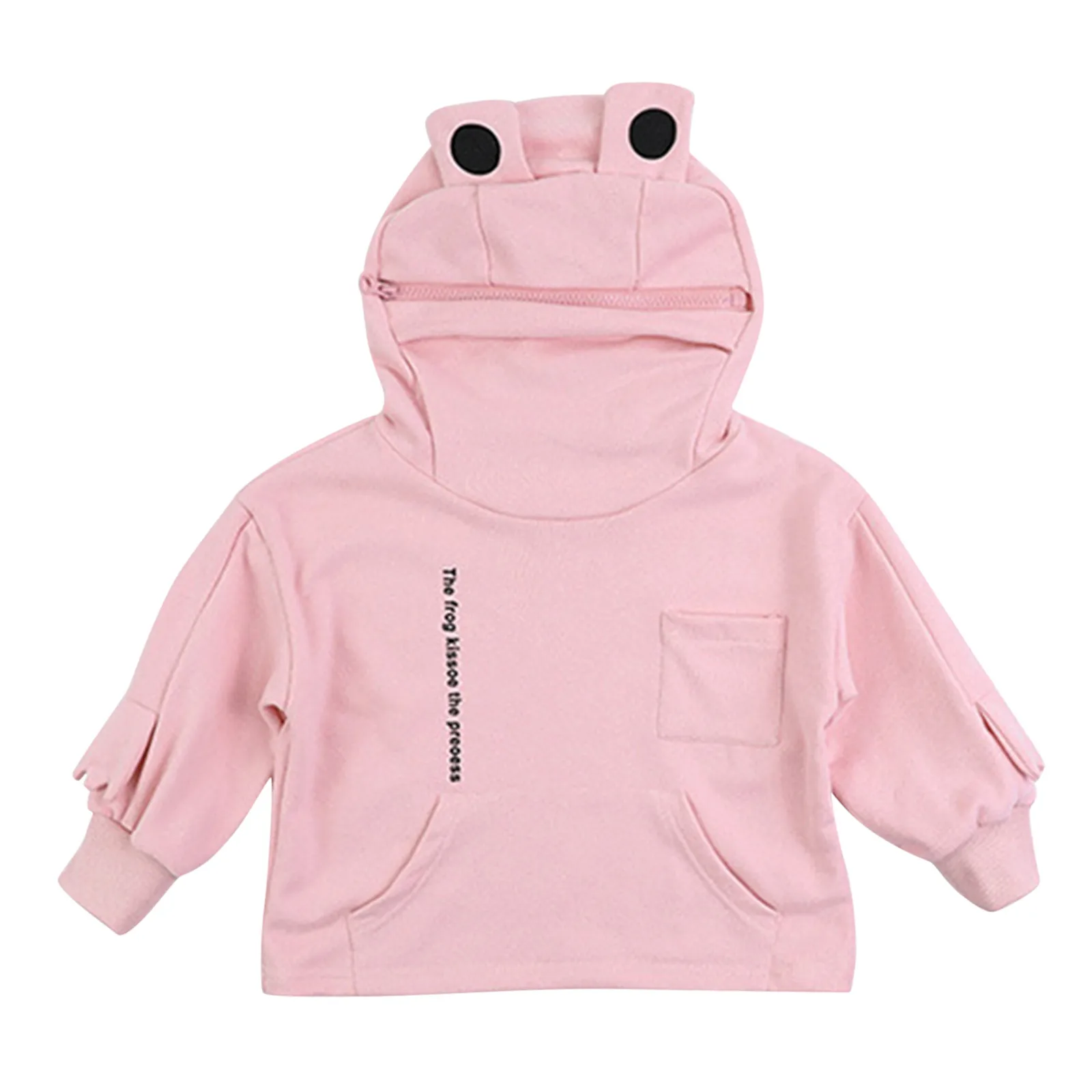 Kids Baby Girls Boys Cotton Sweatshirt 3D Cartoon Frogs Hoodies Zipper  Mouth Hooded Pullover With Large Pocket Sweatshirts - AliExpress