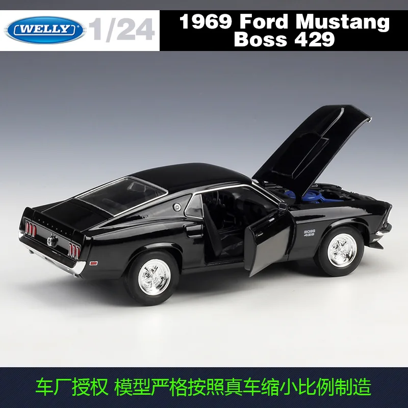 Классическая модель автомобиля WELLY в масштабе 1/24 1969 Ford Mustang Boss 429 литой