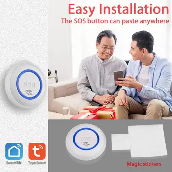 TUYA WiFi Alarm Sensor SOS Button Wireless SOS Emergency Button Alarm Home Burglar 2 4G Sensor Panic Button Smart Alarm Sensor tanie i dobre opinie Aubess CN (pochodzenie) Gotowa do działania 2020 Zgodna ze wszystkimi