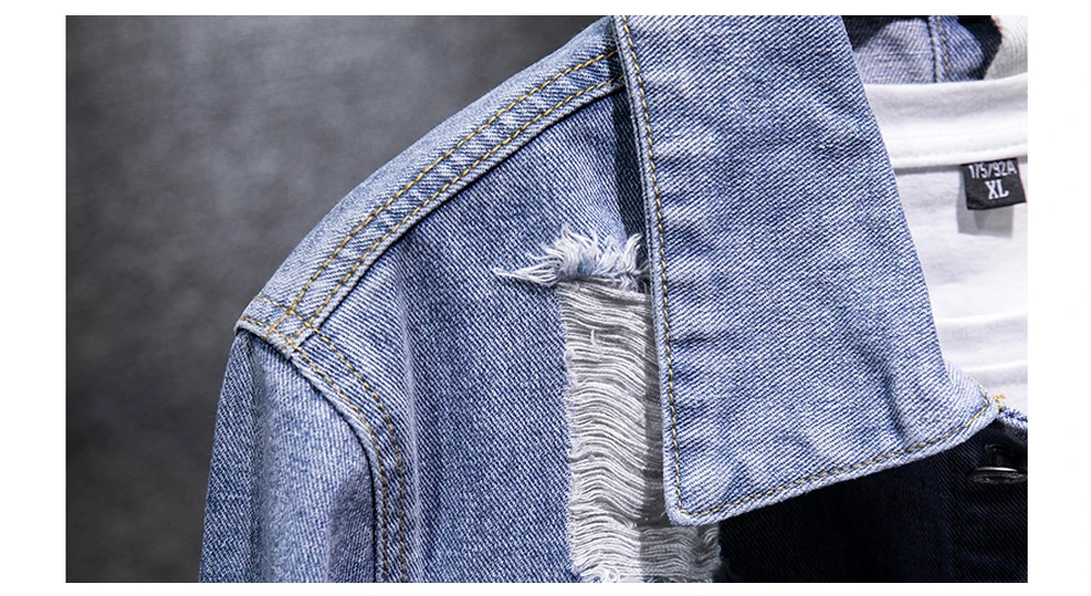 DIMUSI Осенняя мужская джинсовая куртка мужская мода Тонкий бомбер рваные Мужская джинсовая куртка Ретро ковбойские джинсы куртки одежда 5XL