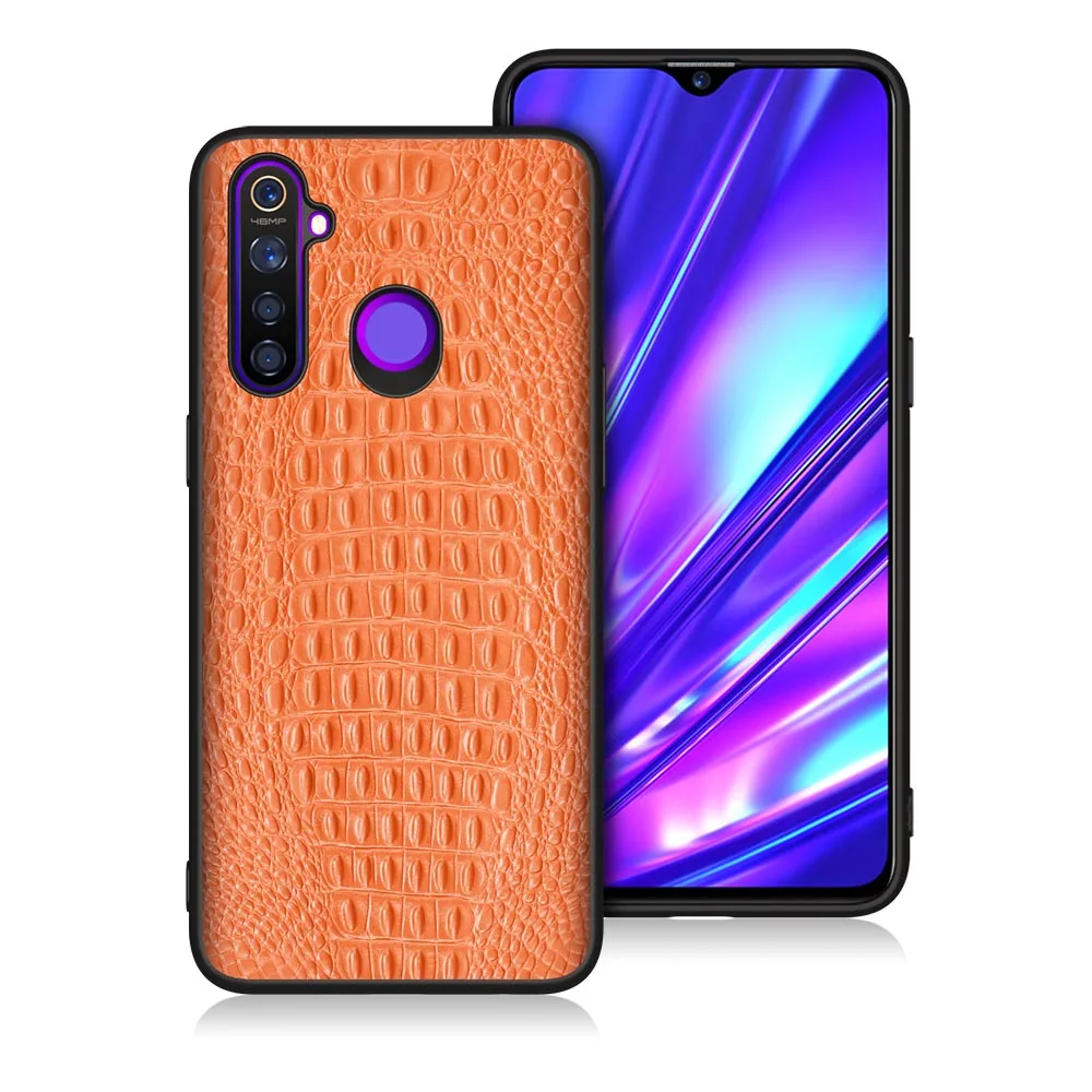 Противоударный чехол из натуральной кожи для телефо на для Oppo реалми Realmi Realme 5 про Q Realmi5 RealmeQ Realmi5про RealmiQ 5про Global 4/6/8 64/128 ГБ Global - Цвет: Orange