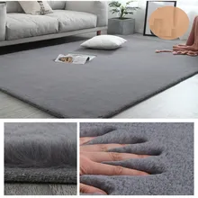 Имитация кроличьего меха сплошной цвет толстый ковер для спальни фойе мягкий пушистый напольный коврик для ванной комнаты Нескользящий Впитывающий домашний ковер