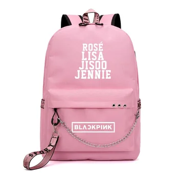 

BLACKPINK JISOO Rose Lisa Travel Backpack USB Charging Laptop Bagpack Women Pink Backpack Zipper Canvas School Bags BLACKPINK