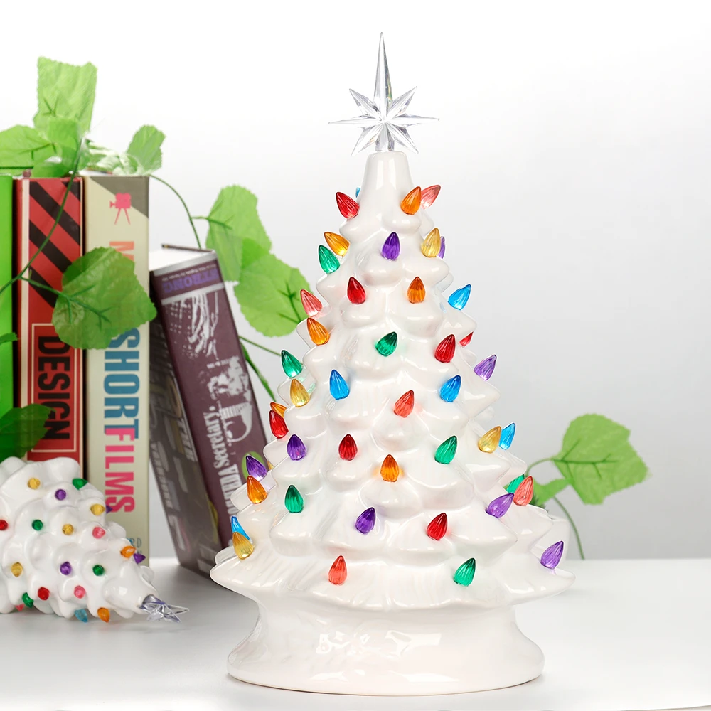 セラミッククリスマスツリー卓上装飾クリスマス装飾品フェスティバルパーティーの装飾 フィギュア ミニチュア Aliexpress