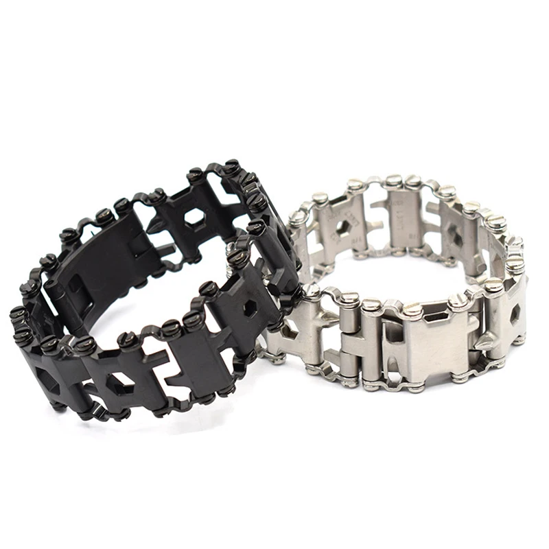 

Stainless Steel Tools Bracelets Wearable Outdoor Emergency Kit Multi Tool