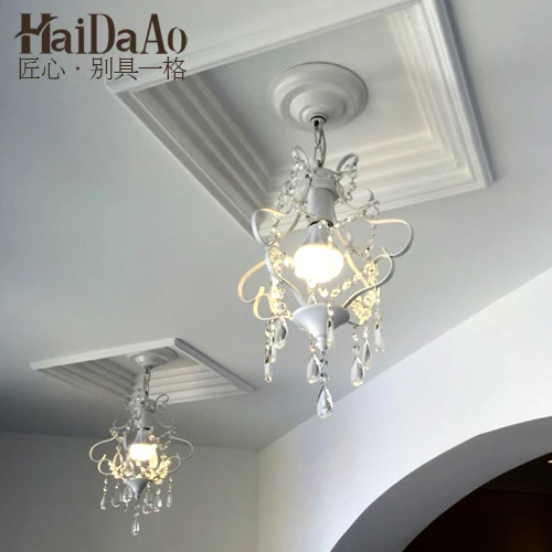 

Nordic Bedroom Crystal Chandelier Minimalist Personality Simple European Aisle Lights American Corridor Crystal Droplight Lamp