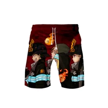 Японская пожарная команда аниме Лето мужские шорты с рисунком 3D Печатные Модные мужские шорты для фитнеса