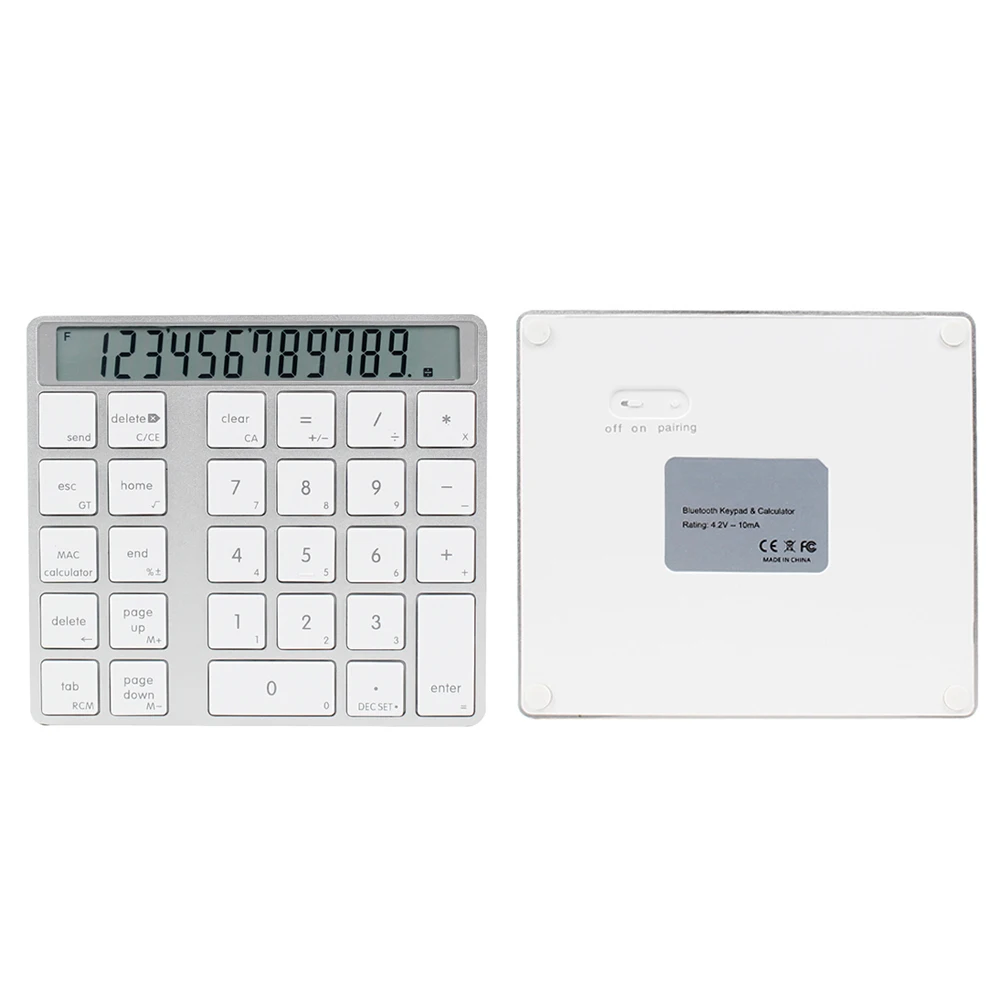 

Numeric Keypad Rechargeable Digital Keyboard Mini Wireless Bluetooth For Laptop Portable 28keys 2 In 1 Calculator LCD Display
