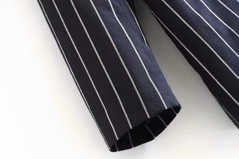 New Products INS Europe And America WOMEN'S Dress Blogger Celebrity Style Contrast Color Stripes British-Style Suit Jacket