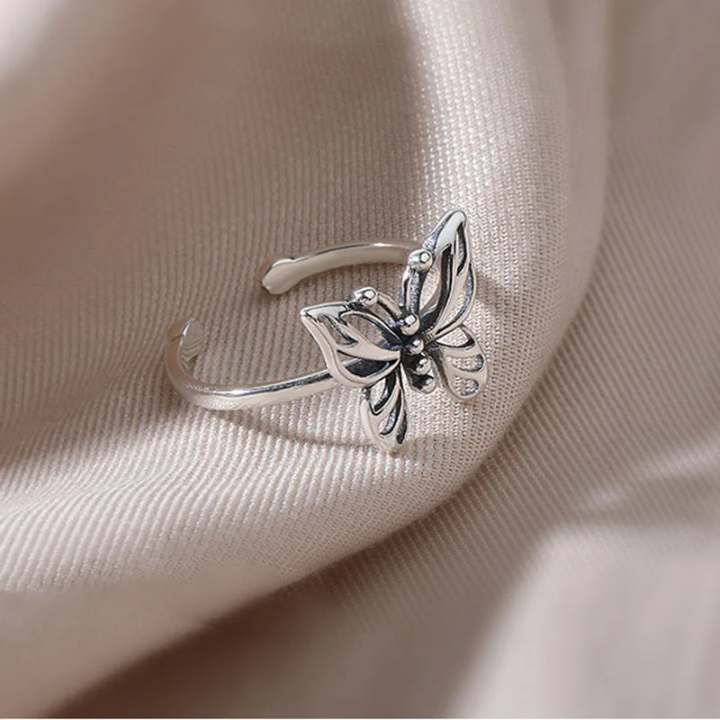 2021 Harajuku Gothic Vintage Hollow Butterfly Rings For Women Adjustable Rings Wedding Party Statement Jewelry
