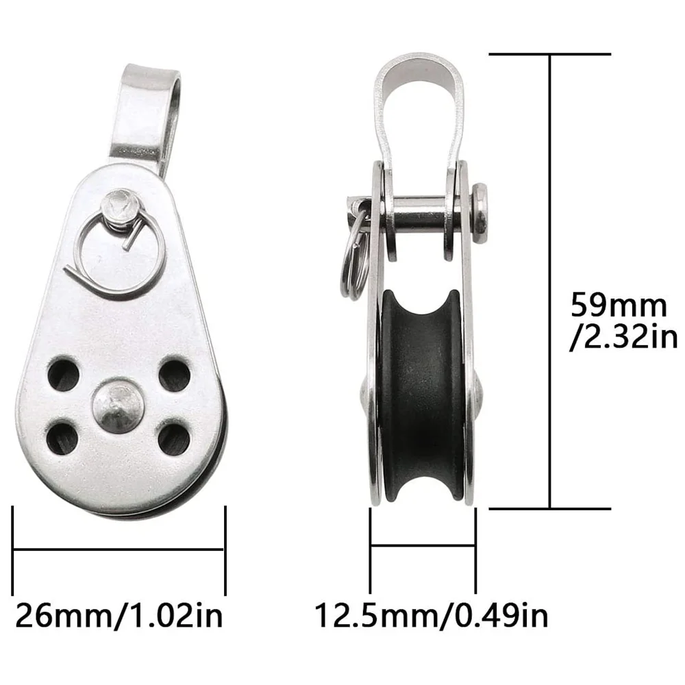 25mm Stainless Steel Pulley Single Wheel Load Bearing Swivel Lifting Rope Pulley Blocks Rope Runner Kayak Boat Accessories fitness cable pulley fitness pulley cable fitness pulley