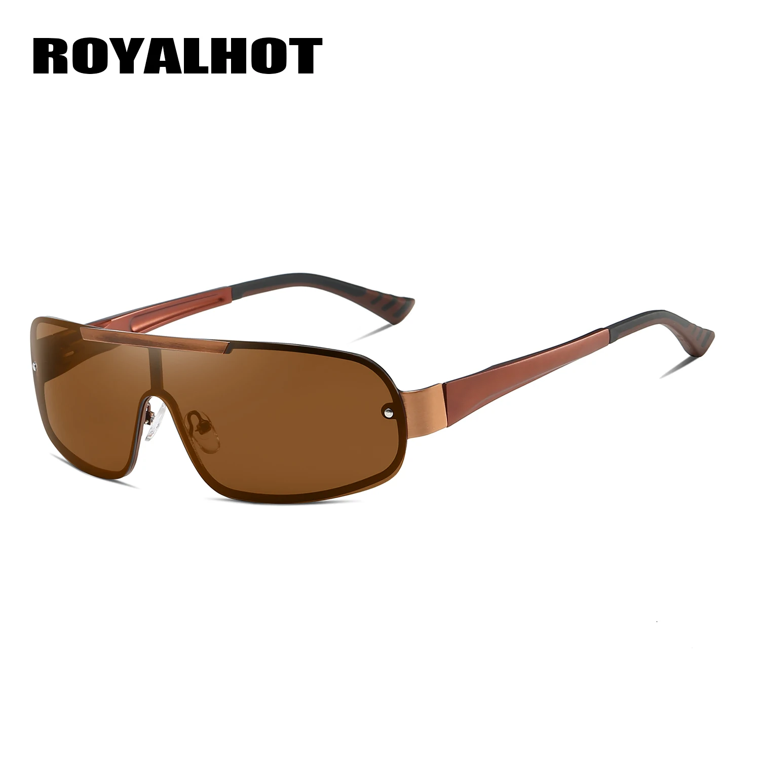 RoyalHot, мужские, женские, поляризационные солнцезащитные очки, Овальные, без оправы, крутые, солнцезащитные очки, для вождения, очки, Oculos masculino, мужские, 900169 - Цвет линз: Brown