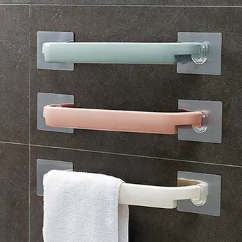 

Self Adhesive Bathroom Wall Mounted Shelf Towel Bar Rack Punch-free Bathroom Towel Bar Storage Rack