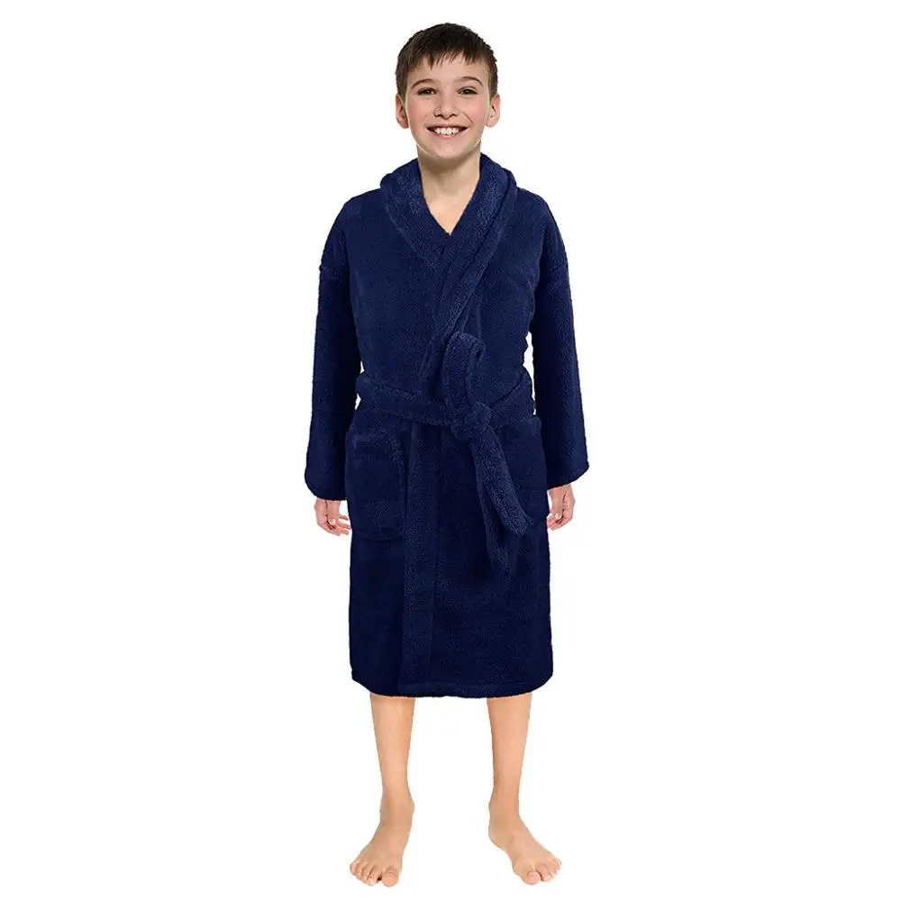 Navy Kinderen/халат с капюшоном; Badjas Riem Jongens Meisjes Badjassen Handdoek Nachtjapon; Пижама Nachtkleding - Цвет: Navy
