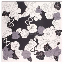 

Camellia Print Designer Square Silk Scarf Manual Rolled Scarf 90cm Silk Scarf Hand Rolled Edges 90CM scarfs