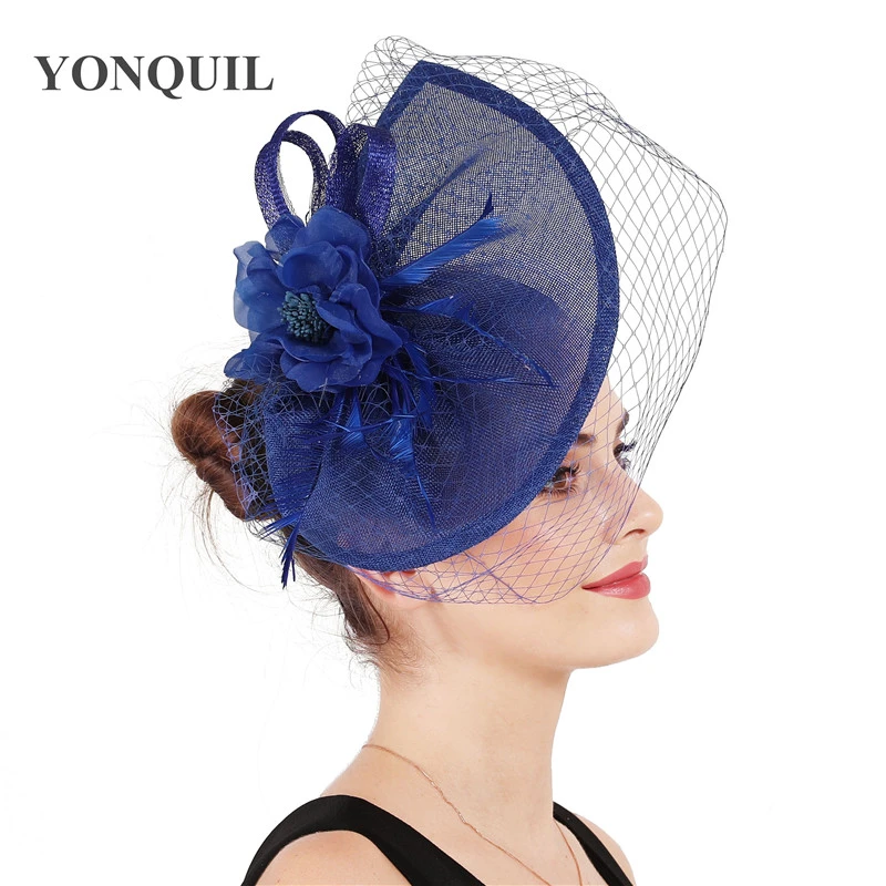 Royal Blue Mesh Headpiece Bridal Elegant Wedding Headwear Fascinator Net Hair Accessories Veils Women Formal Headdress Hair Pin Women S Hair Accessories Aliexpress