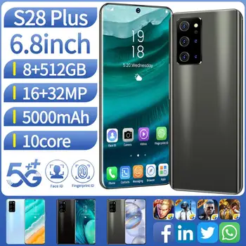 

Global Deliver 6.8 Inch S28Pro HD Mobile Phones Deca Core 32MP 5000mAh Android 10.0 8GB Ram 256GB Rom Dual SIM 5G LTE Smartphone