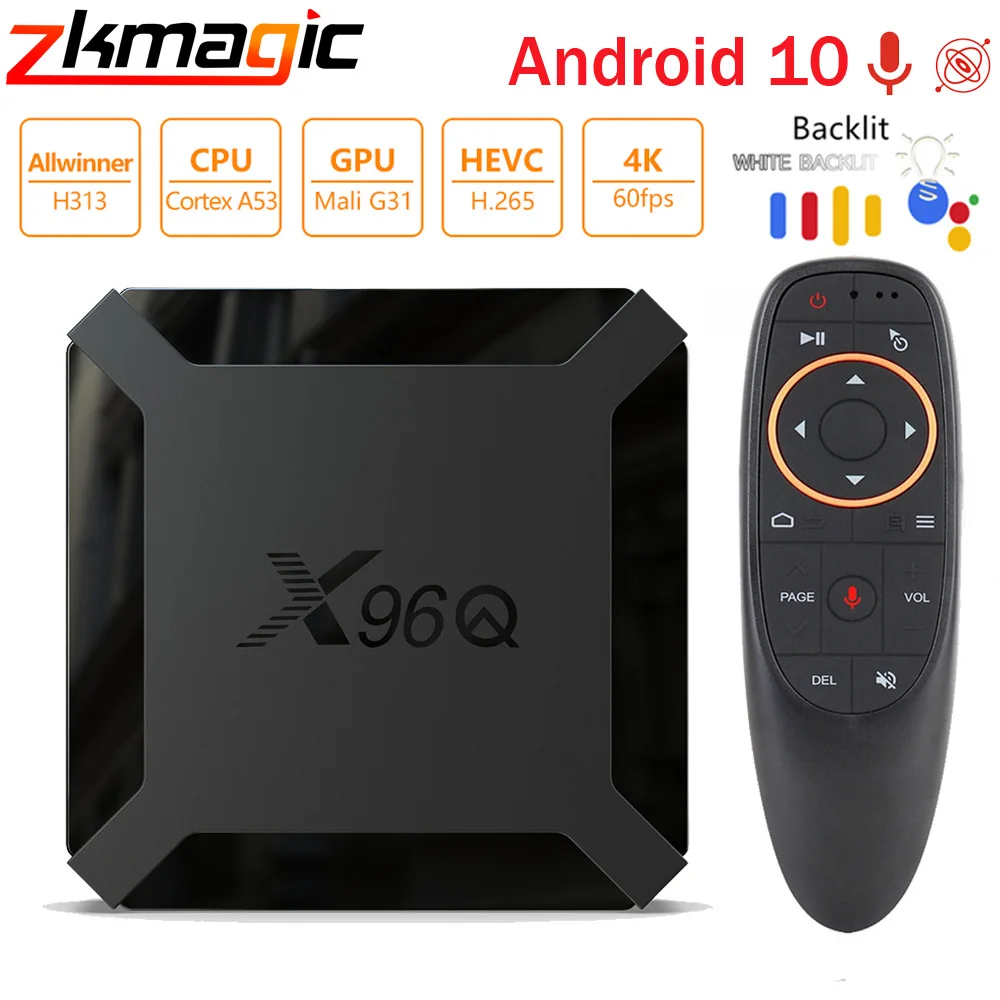 ZKMAGIC Android 10 TV Box X96Q Allwinner H313 Quad Core lecteur multimédia intelligent 2GB RAM 16GB ROM décodeur 2.4G Wifi Smart TV | AliExpress