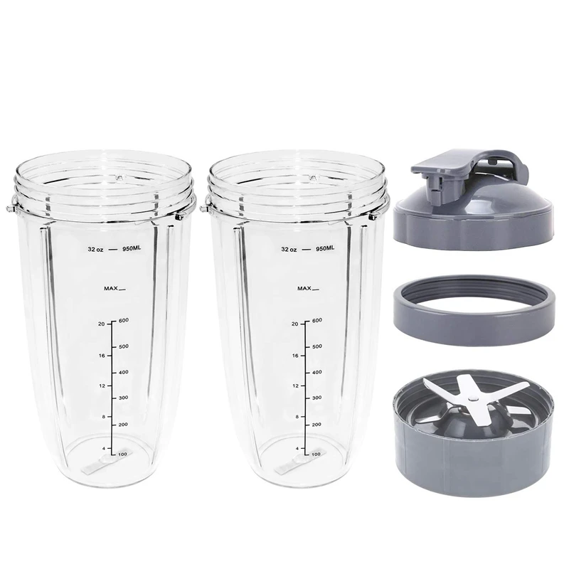 

for Nutribullet Cups and Blade Replacement for Nutribullet 32Oz Cups with Flip Top To-Go Lid and Screw-Off Lip Ring & Premium Ex