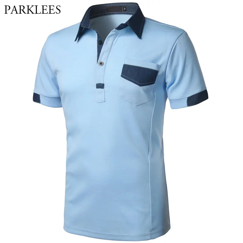 Мужская однобортная рубашка поло с коротким рукавом и отложным воротником|polo