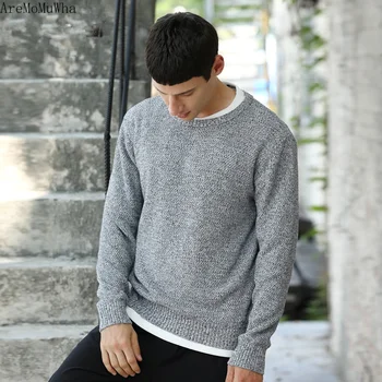 

AreMoMuWha Men's Knitwear Autumn Round Neck Sweaters Men's Trend New Cotton Sweaters Slim Pullover Sweater Winter Sweaters Men