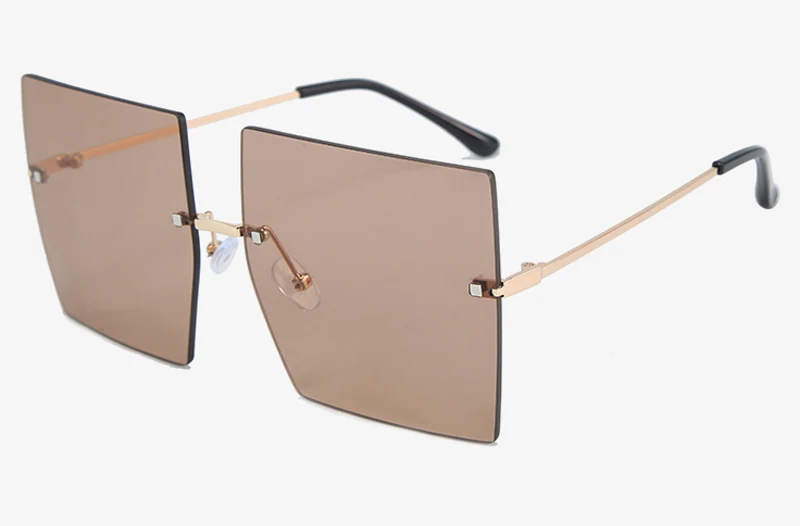 gold with brown Peekaboo, мужские солнцезащитные очки без оправы, металлический светильник, коричневые, uv400, золотые, квадратные, солнцезащитные очки для женщин,, без оправы, тонированные - Цвет линз: gold with brown