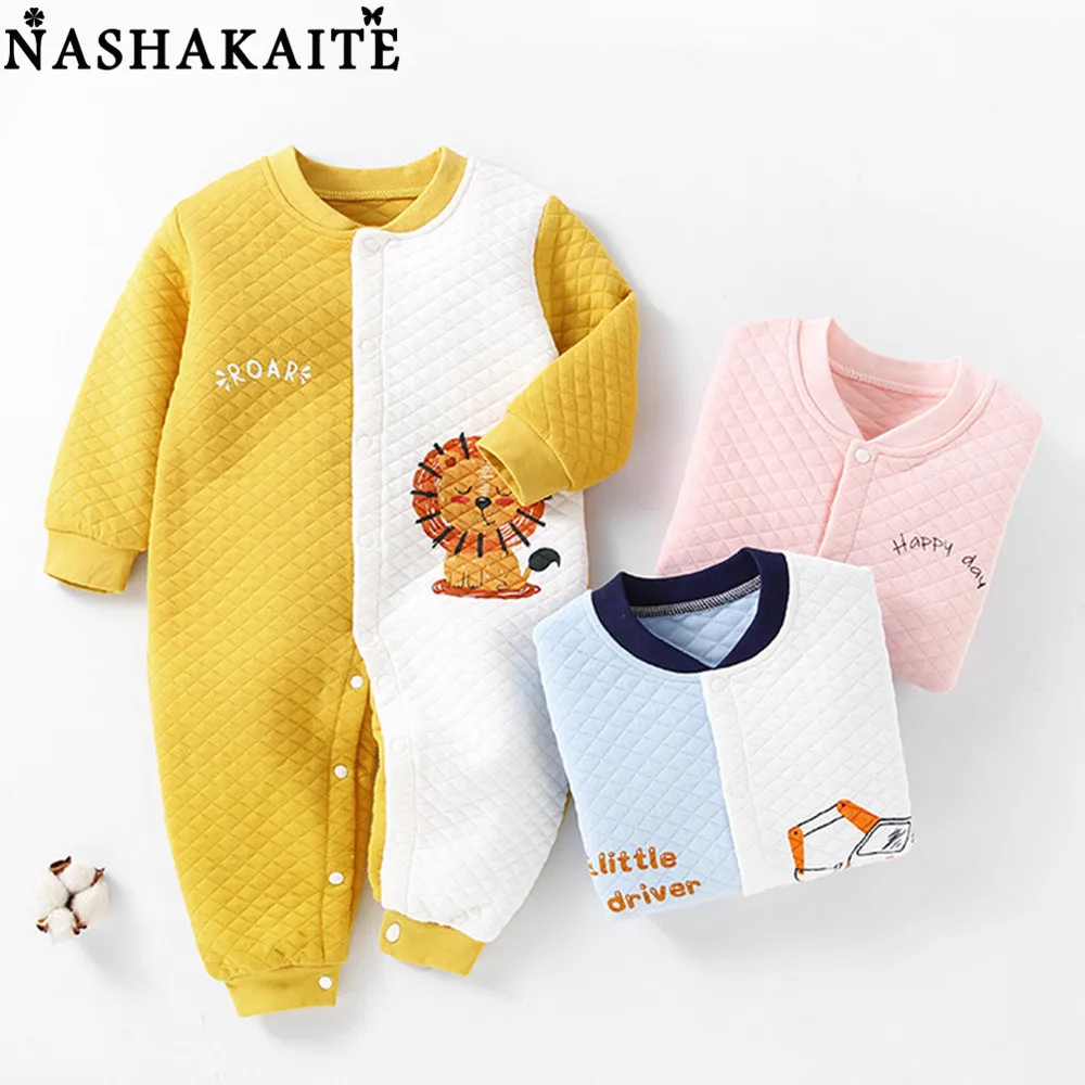 

NASHAKAITE Baby Rompers Winter Warm Cartoon Newborn Rompers for Baby Boy Thick Baby Clothes Baby Girls Romper Jumpsuit