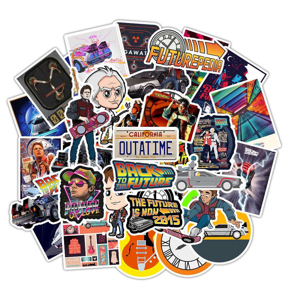 10/30/50PCS American TV Series Back To The Future Sticker Decals Laptop Skateboard Suitcase Water Cup Gift Toy Sticker Wholesale ost back to the future the musical 2lp