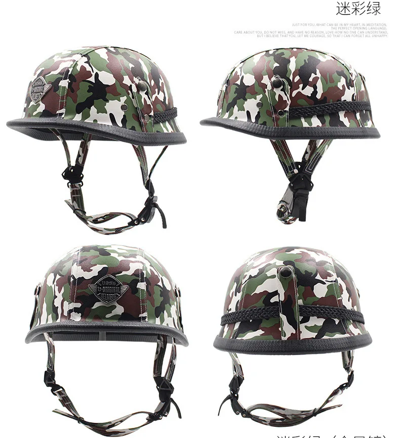 German retro checking leather helmet Four season move the HL half helmet half covered electric motorcycle helmet men and women - Цвет: 5