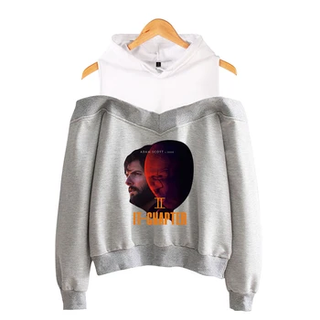 

It-chapter 2 Off-the-shoulder Hoodie It-chapter 2 Hoody Coats Print Strapless Shoulder Girls Sexy Women Casual Hooded Pullovers