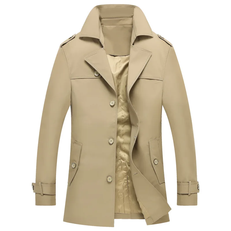 

2020 New Style Men's Single-Breasted Classic Trench Coat England Men's Medium-length Casual Autumn Coat Msl8078