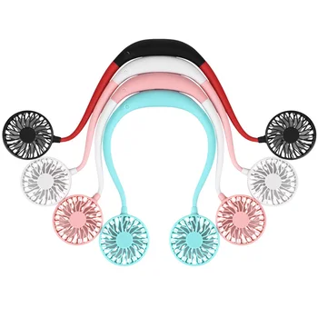 

Portable Neck Mini Fan 360 Degree Rotating Adjustment Sports Fans USB Handheld Fan with 7 Color LED