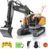 RC Excavator 3 in 1 Construction Metal Remote Control Excavator Shovel Drill 17 Channel 1/16 Full Functional Electric 1