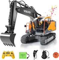 RC Excavator 3 in 1 Construction Metal Remote Control Excavator Shovel Drill 17 Channel 1/16 Full Functional Electric 1