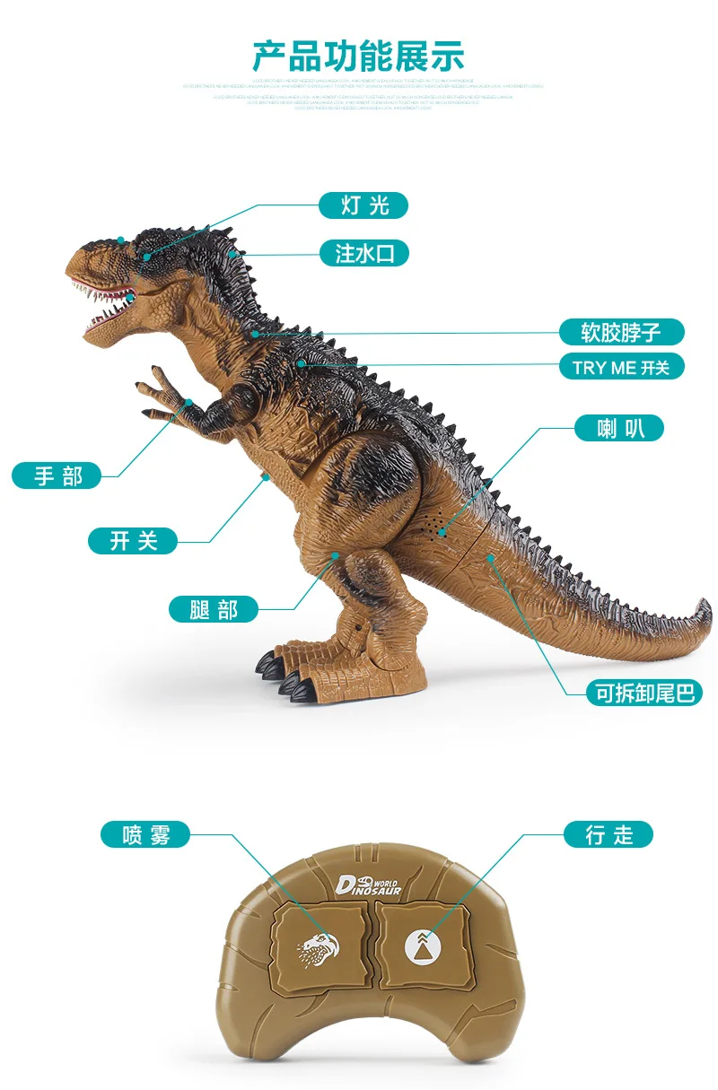 Распылитель Tyrannosaurus пульт дистанционного управления умный большой электрический динозавр моделирование Юрского мира животные прогулки блестящие Игрушки для мальчиков