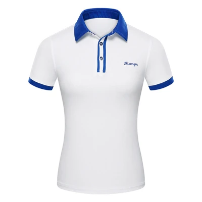 Женская тренировочная футболка с коротким рукавом, дышащие рубашки с отложным воротником, женская тонкая удобная одежда для гольфа D0699 - Цвет: Белый